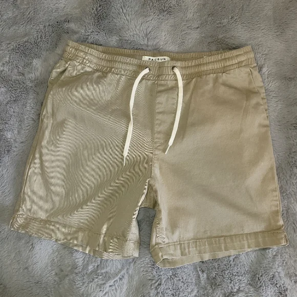 Pacsun Volley 6 Inch Shorts Size Medium Khaki Pull On Drawstring - Picture 8 of 16